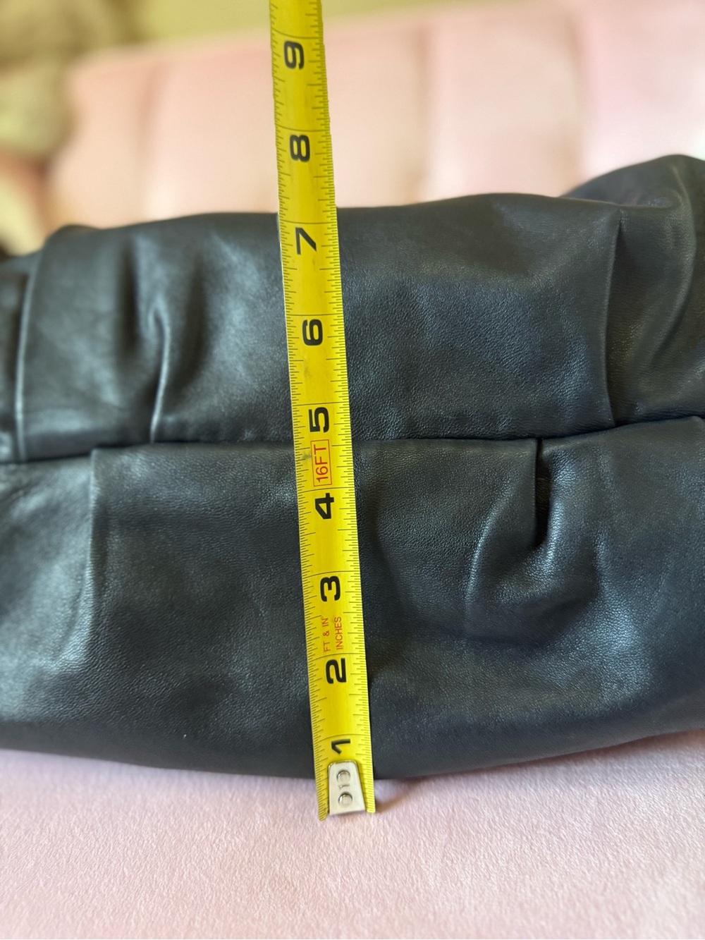 Authentic Diane Von Furstenburg SOFT Blk Leather Hobo Stud-Detail Origami Straps - Picture 9 of 16
